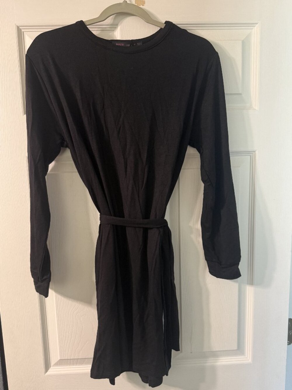 Fraiche By J Round Neck Shirt Dress Black - M
